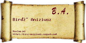 Biró Aniziusz névjegykártya
